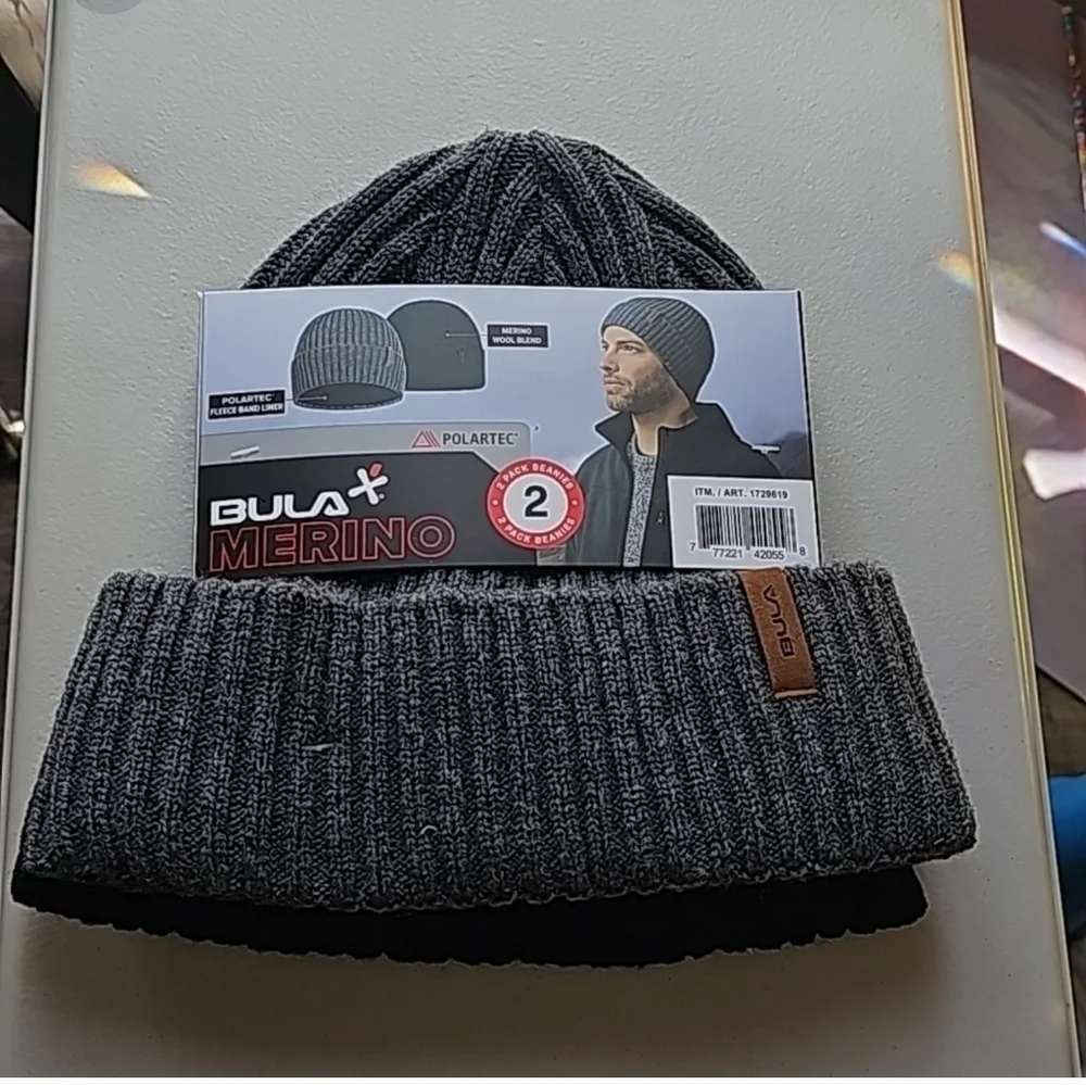 Bula Merino Wool blend Beanie black/Grey cap hat warm outerwear OS